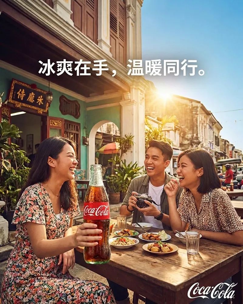 Concept Instagram post for Coca-Cola, made with Sphere. Headline: 冰爽在手，温暖同行。