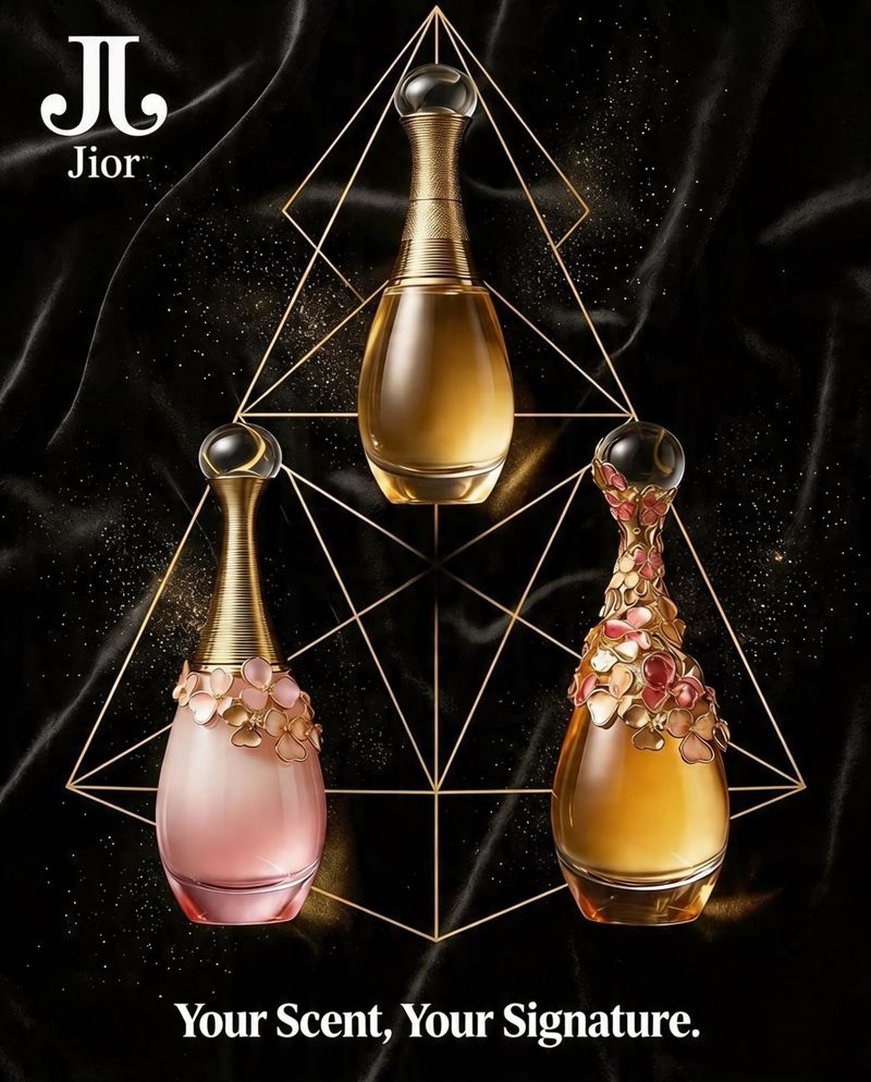 Jior three perfume bottles — your scent your signature